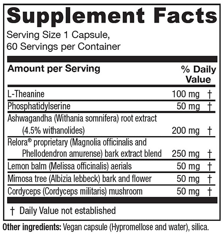Cortisol Relief, Stress Management, 60 Vegetarian Capsules, Vitanica
