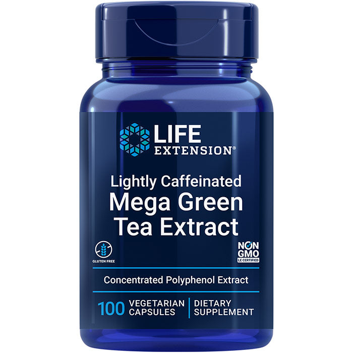 Mega Green Tea Extract - Lightly Caffeinated, 100 Vegetarian Capsules, Life Extension
