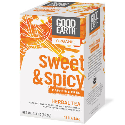 Organic Herbal Tea, Sweet & Spicy Caffeine Free, 18 Tea Bags, Good Earth Tea
