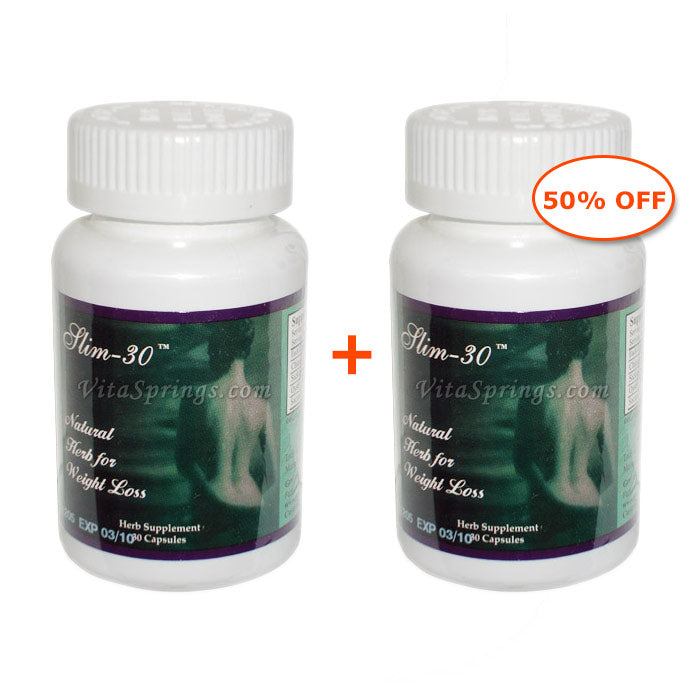 Buy 1 Get 1 50% Off! Slim 30 Natural Herb for Weight Loss, 30 Capsules x 2 Bottles