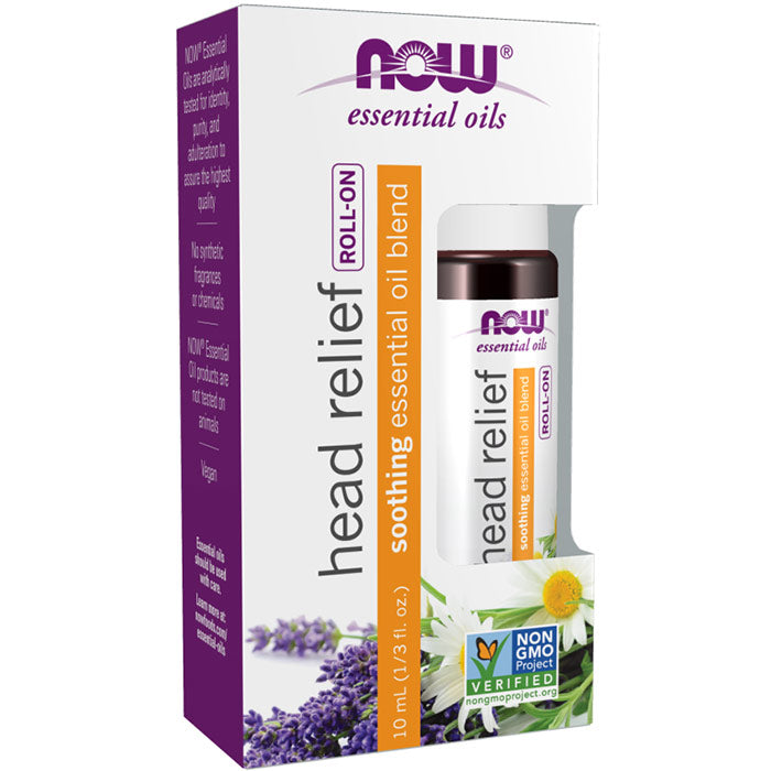 Head Relief Essential Oil Blend Roll-On, 10 ml, NOW Foods