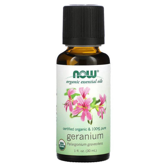 Organic Essential Oils, Geranium, 1 fl oz (30 ml), Now Foods