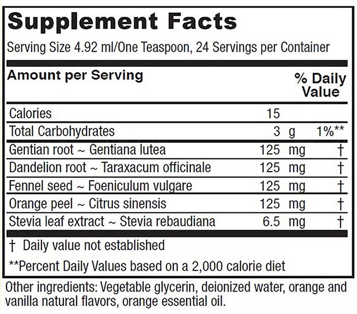 Bitters Tonic, Vanilla Orange Healthy Digestion, 4 oz, Vitanica