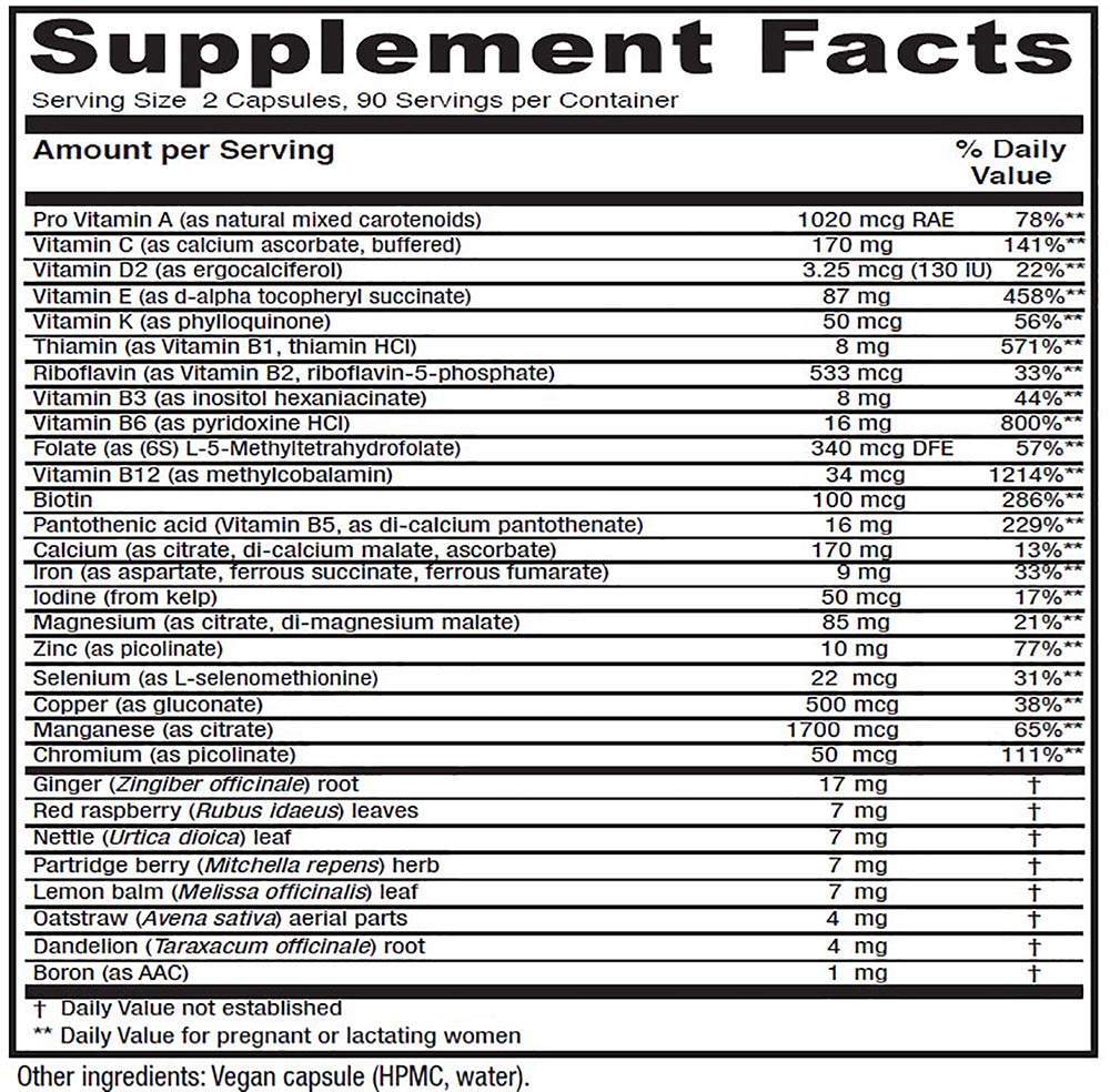 Maternal Symmetry, OB Multivitamin, 180 Vegetarian Capsules, Vitanica