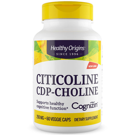 Citicoline CDP-Choline (Cognizin) 250 mg, for Healthy Cognitive Function, 60 Veggie Capsules, Healthy Origins