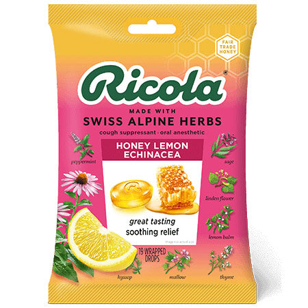 Herb Cough & Throat Drops, Honey Lemon with Echinacea, 19 Drops, Ricola