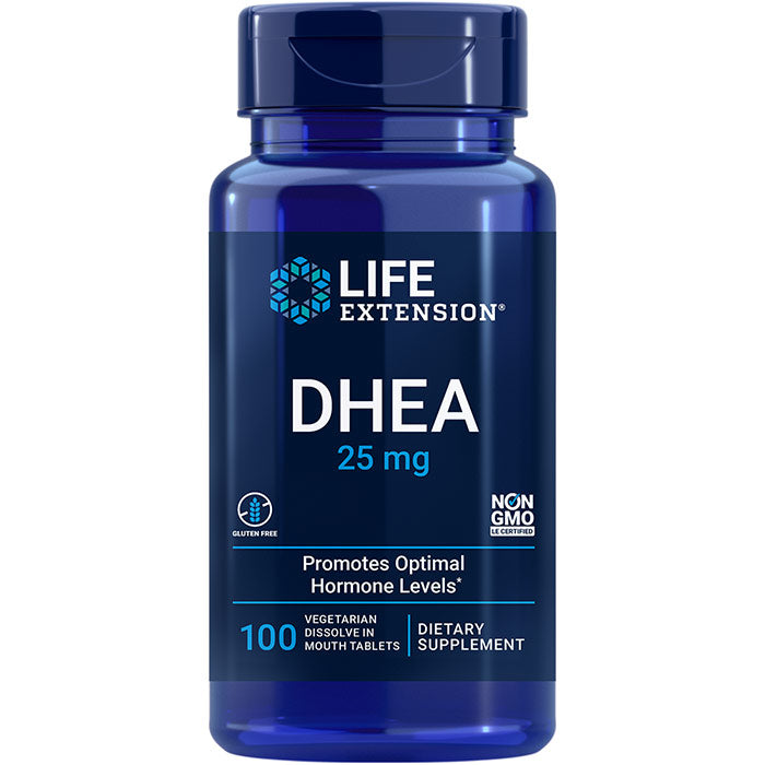 DHEA 25 mg, 100 Vegetarian Dissolve-in-Mouth Tablets, Life Extension