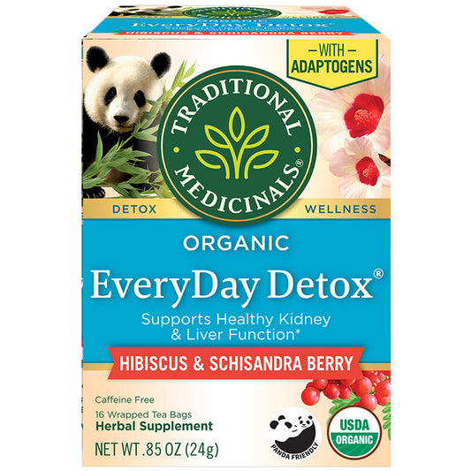 Organic Everyday Detox Tea, Hibiscus & Schisandra Berry, 16 Tea Bags, Traditional Medicinals Teas