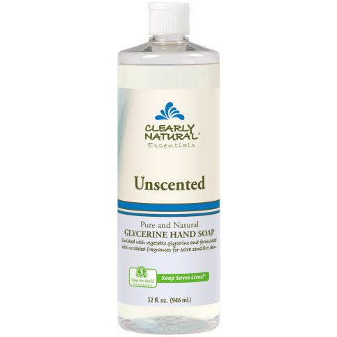 Liquid Glycerine Hand Soap, Unscented, 32 oz, Clearly Natural