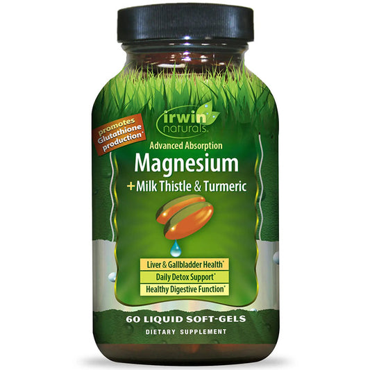 Magnesium + Milk Thistle & Turmeric, 60 Liquid Soft-Gels, Irwin Naturals