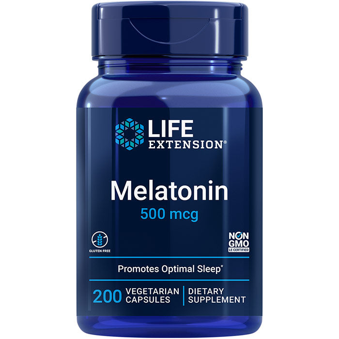 Melatonin 500 mcg, 200 Vegetarian Capsules, Life Extension