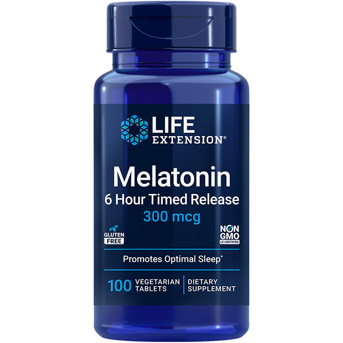 Melatonin 6 Hour Timed Release, 300 mcg, 100 Vegetarian Tablets, Life Extension
