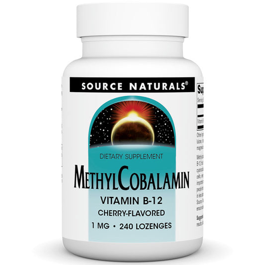 MethylCobalamin 1 mg Cherry Flavored Vitamin B-12, 240 Lozenges, Source Naturals