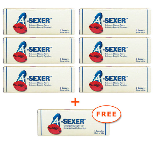 Buy 6 Get 1 FREE! A-Sexer Male Sexual Enhancer (ASexer), 5 Capsules