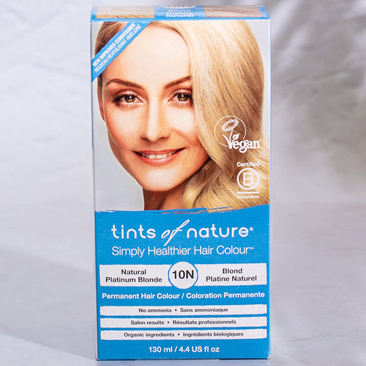 Permanent Hair Colour 10N Natural Platinum Blonde, 4.4 oz, Tints of Nature