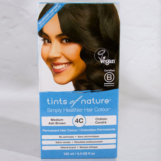 Permanent Hair Colour 4C Medium Ash Brown, 4.4 oz, Tints of Nature