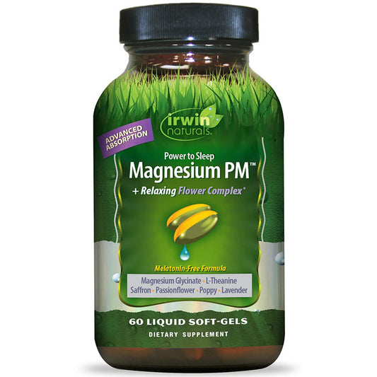 Power to Sleep Magnesium PM + Relaxing Flower Complex, 60 Liquid Soft-Gels, Irwin Naturals