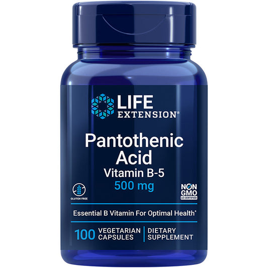 Pantothenic Acid (Vitamin B5) 500 mg, 100 Vegetarian Capsules, Life Extension