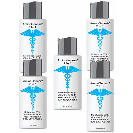 AminoGenesis 7 in 1 Skin Conditioner with 80% Alcohol, 2 oz x 5 Bottles