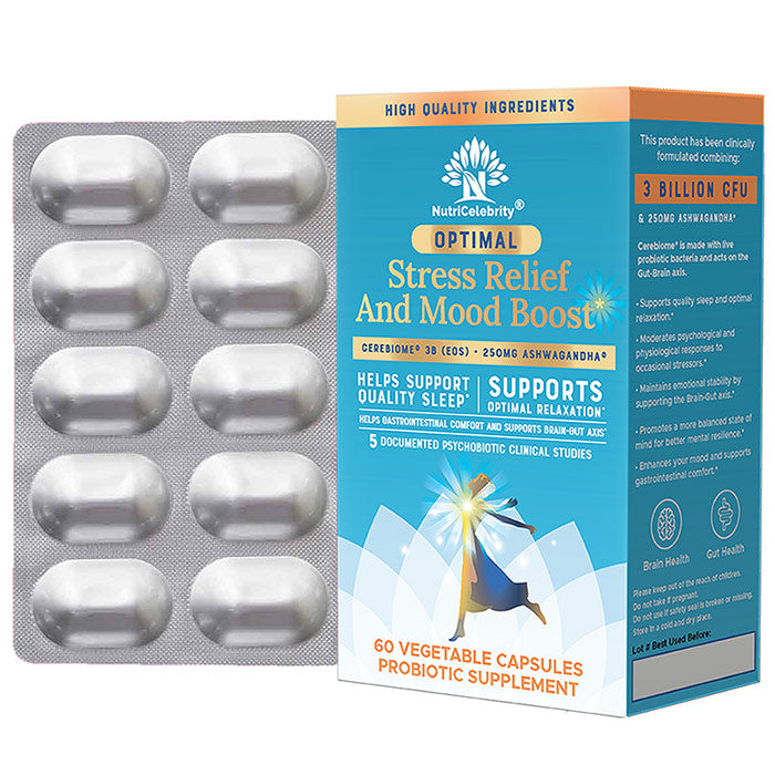 Optimal Stress Relief & Mood Boost, 60 Vegetable Capsules, NutriCelebrity
